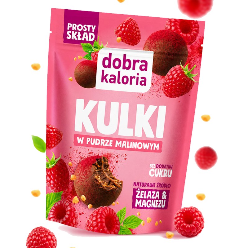 Dobra Kaloria KULKI W PUDRZE MALINOWYM MALINA bez dodatku