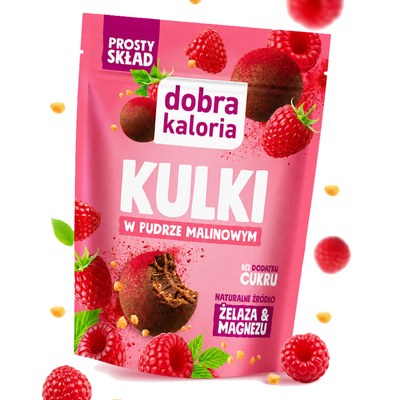 Dobra Kaloria KULKI W PUDRZE MALINOWYM MALINA bez dodatku