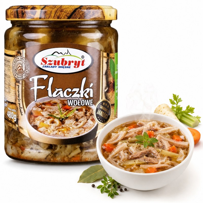 Szubryt FLACZKI FLAKI WOŁOWE aromatyczne GOTOWE DANIE DO