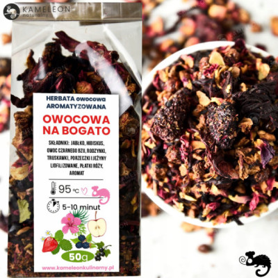 HERBATA aromatyzowana OWOCOWA NA BOGATO Truskawka Porzeczka Jeżyna i.. 50G