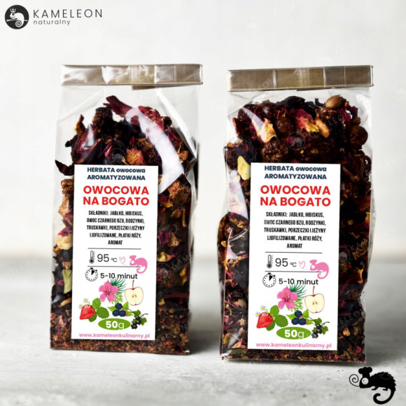 HERBATA aromatyzowana OWOCOWA NA BOGATO Truskawka Porzeczka Jeżyna i.. 50G HERBATA aromatyzowana OWOCOWA NA BOGATO Truskawka Porzeczka Jeżyna i.. 50G