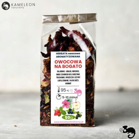 HERBATA aromatyzowana OWOCOWA NA BOGATO Truskawka Porzeczka Jeżyna i.. 50G HERBATA aromatyzowana OWOCOWA NA BOGATO Truskawka Porzeczka Jeżyna i.. 50G