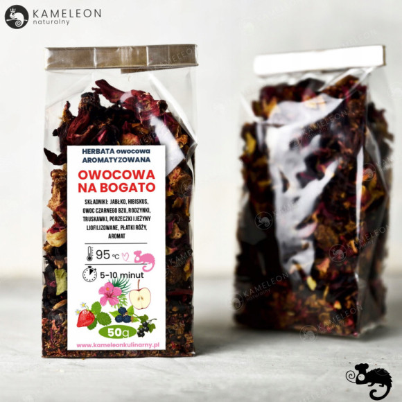 HERBATA aromatyzowana OWOCOWA NA BOGATO Truskawka Porzeczka Jeżyna i.. 50G HERBATA aromatyzowana OWOCOWA NA BOGATO Truskawka Porzeczka Jeżyna i.. 50G