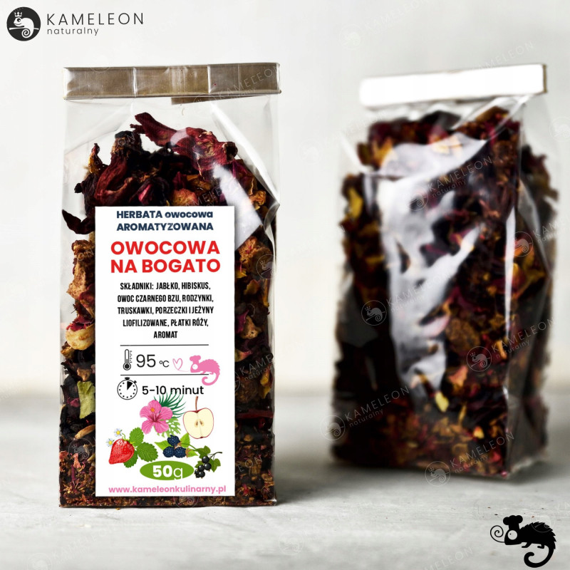 HERBATA aromatyzowana OWOCOWA NA BOGATO Truskawka Porzeczka Jeżyna i.. 50G