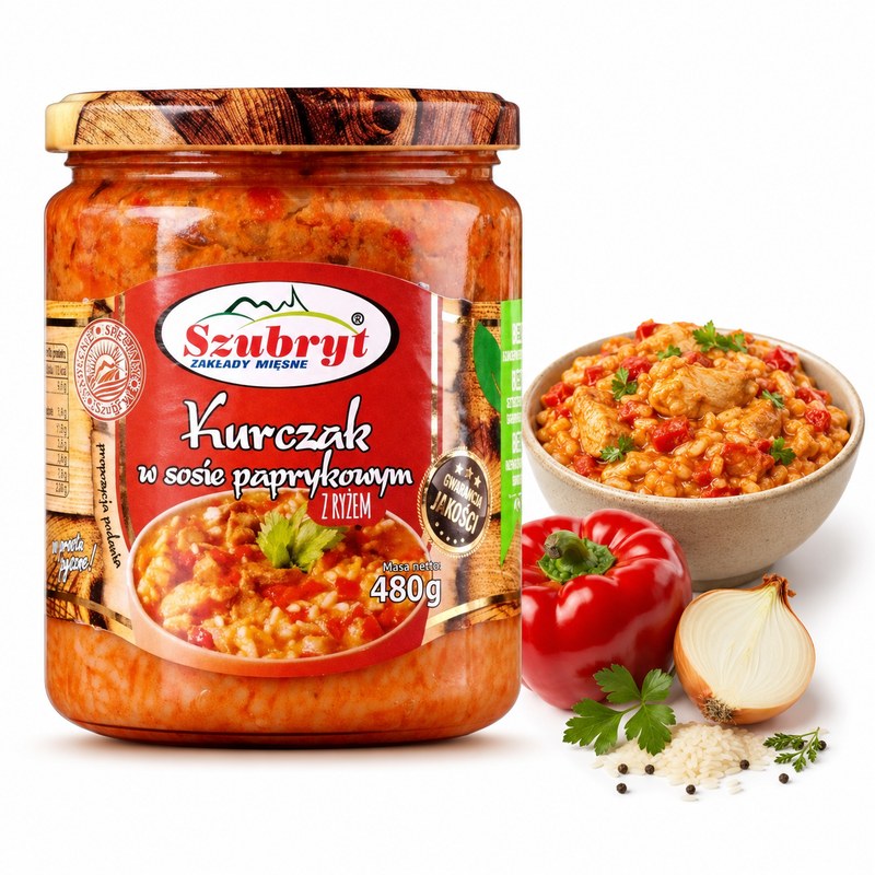 Szubryt KURCZAK W SOSIE PAPRYKOWYM Z RYŻEM PARABLICZNYM