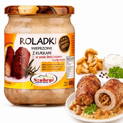 Szubryt ROLADKI WIEPRZOWE Z KURKAMI W SOSIE