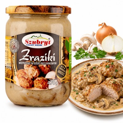 Szubryt ZRAZIKI WIEPRZOWE W SOSIE PIECZARKOWYM danie gotowe