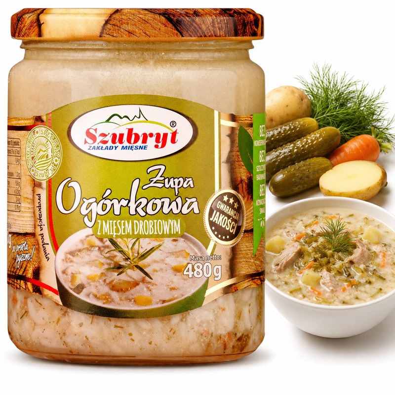Szubryt ZUPA OGÓRKOWA Z MIĘSEM DROBIOWYM wystarczy podgrzać