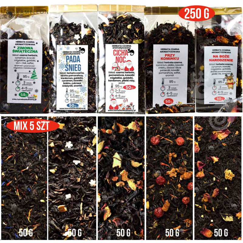 HERBATA CZARNA ŚWIĄTECZNA aromatyzowana MIX 5x50g