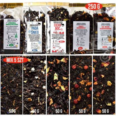 HERBATA CZARNA ŚWIĄTECZNA aromatyzowana MIX 5x50g