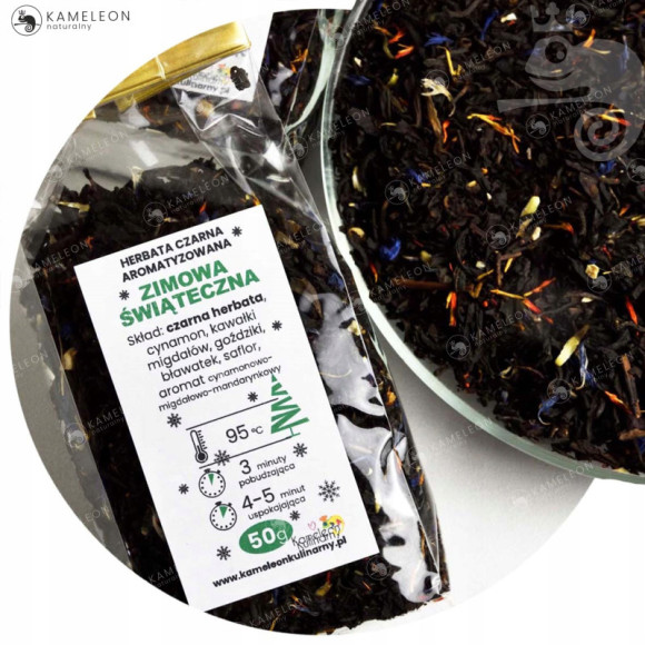 HERBATA CZARNA ŚWIĄTECZNA aromatyzowana MIX 5x50g HERBATA CZARNA ŚWIĄTECZNA aromatyzowana MIX 5x50g