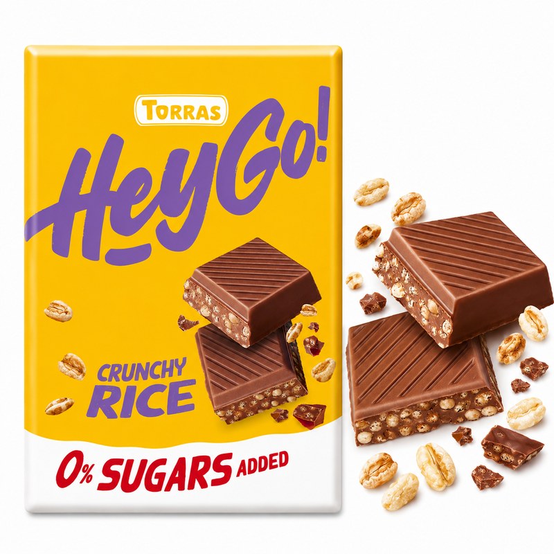 Torras HEY GO! CRUNCHY RICE CZEKOLADA MLECZNA Z CHRUPIĄCYM
