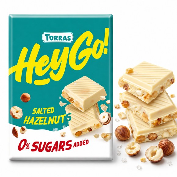 Torras HEY GO! CZEKOLADA BIAŁA Z ORZECHAMI LASKOWYMI I SOLA