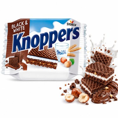 Storck KNOPPERS WAFEL WAFELEK KANAPKA BLACK WHITE Mleczno