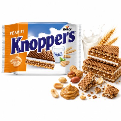 Storck KNOPPERS WAFEL WAFELEK MLECZNA KANAPKA ORZECHY