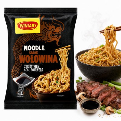 Winiary NOODLE NUDLE MAKARON o smaku WOŁOWINY Z SOSEM