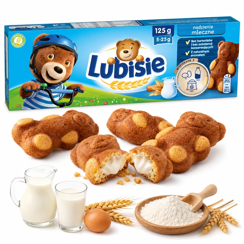 LUBISIE CIASTKA BISZKOPTOWE Z NADZIENIEM MLECZNYM 5x25g 125g
