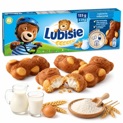 LUBISIE CIASTKA BISZKOPTOWE Z NADZIENIEM MLECZNYM 5x25g 125g
