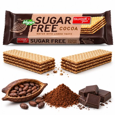 Sweet Plus SUGAR FREE COCOA WAFELEK BEZ CUKRU z kremem