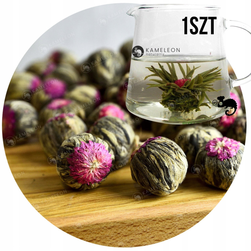 HERBATA KWITNĄCA BIAŁA I ZIELONA FLOWER LICHI BALL - KARMEL KARMELOWA 1szt