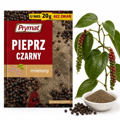 Prymat PIEPRZ CZARNY MIELONY PRZYPRAWA AROMATYCZNA 20G