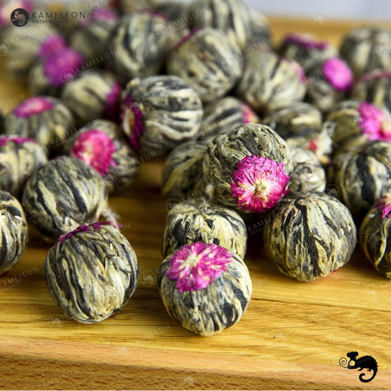 HERBATA KWITNĄCA BIAŁA I ZIELONA FLOWER LICHI BALL - KARMEL KARMELOWA 1szt