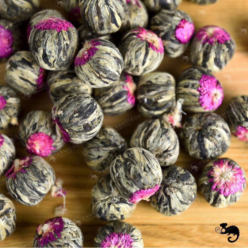 HERBATA KWITNĄCA BIAŁA I ZIELONA FLOWER LICHI BALL - KARMEL KARMELOWA 1szt