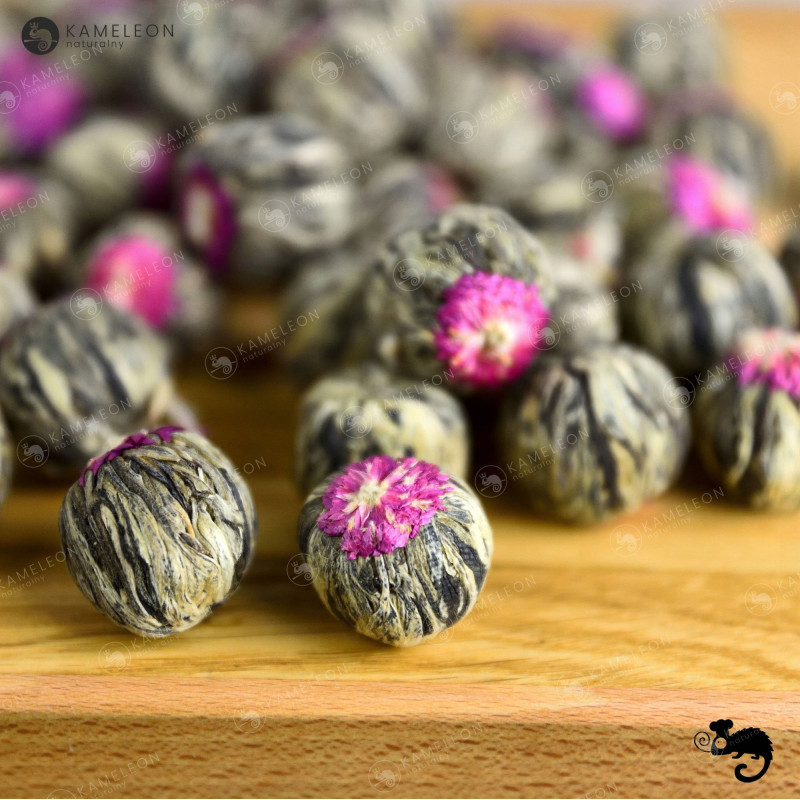 HERBATA KWITNĄCA BIAŁA I ZIELONA FLOWER LICHI BALL - KARMEL KARMELOWA 1szt