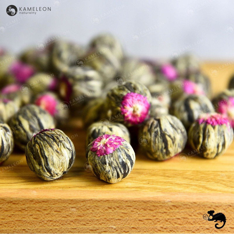 HERBATA KWITNĄCA BIAŁA I ZIELONA FLOWER LICHI BALL - KARMEL KARMELOWA 1szt