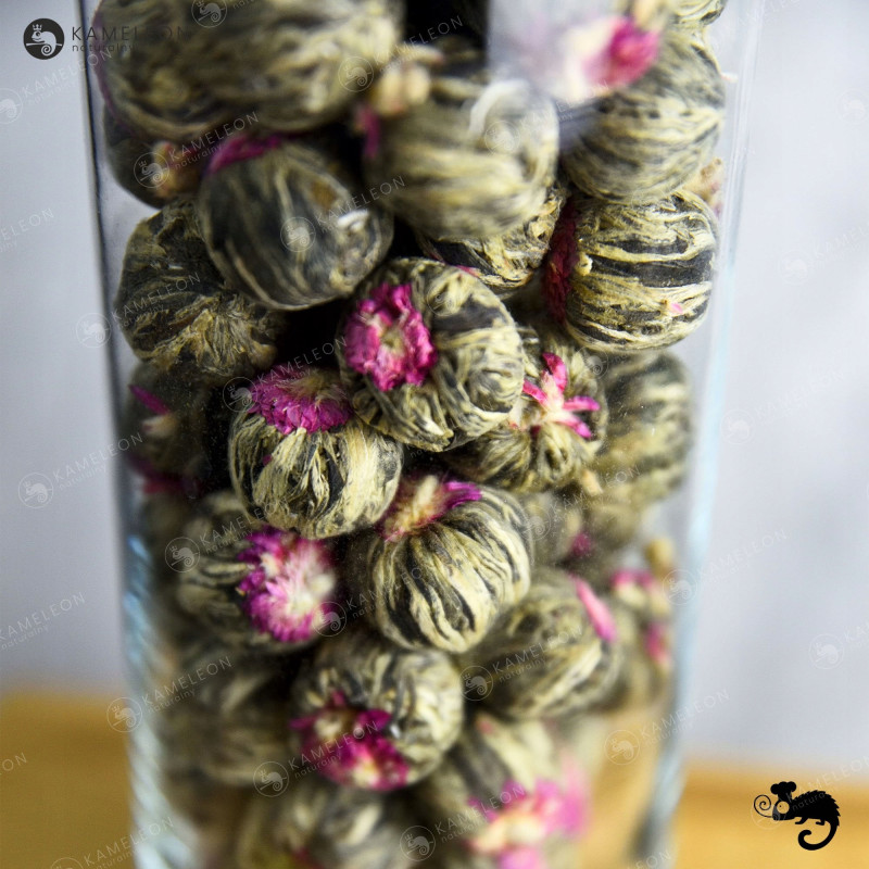 HERBATA KWITNĄCA BIAŁA I ZIELONA FLOWER LICHI BALL - KARMEL KARMELOWA 1szt