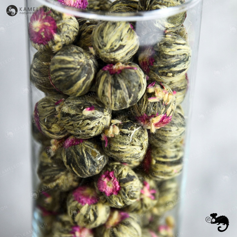 HERBATA KWITNĄCA BIAŁA I ZIELONA FLOWER LICHI BALL - KARMEL KARMELOWA 1szt