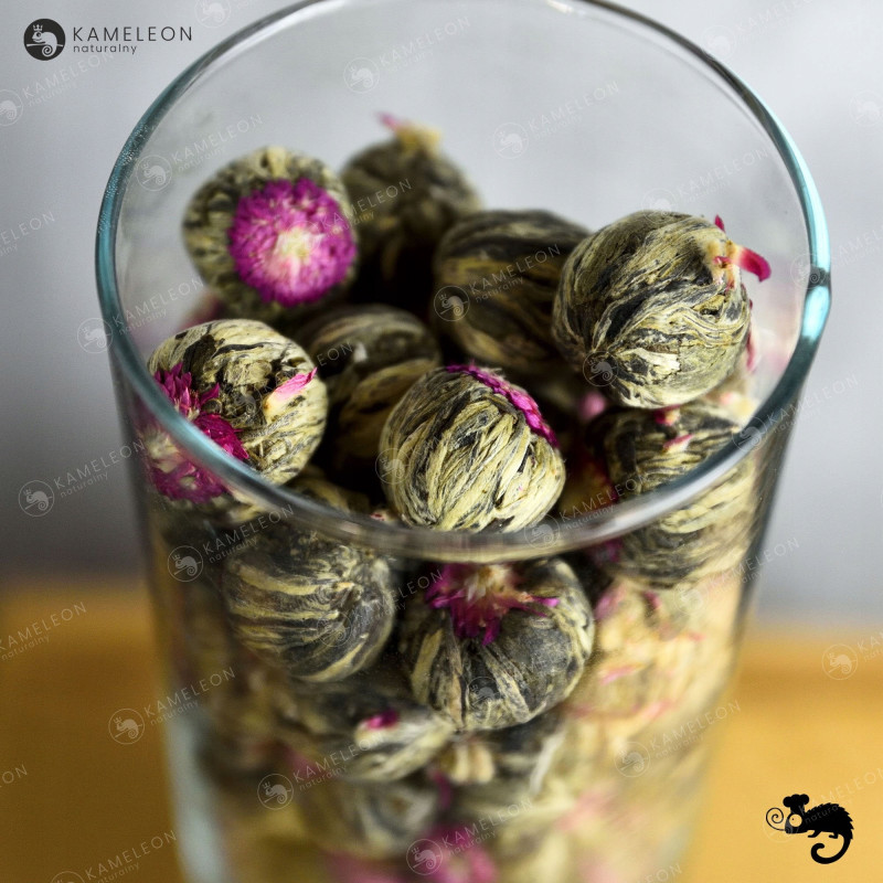 HERBATA KWITNĄCA BIAŁA I ZIELONA FLOWER LICHI BALL - KARMEL KARMELOWA 1szt