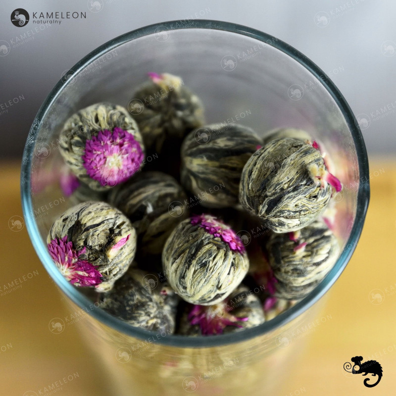 HERBATA KWITNĄCA BIAŁA I ZIELONA FLOWER LICHI BALL - KARMEL KARMELOWA 1szt