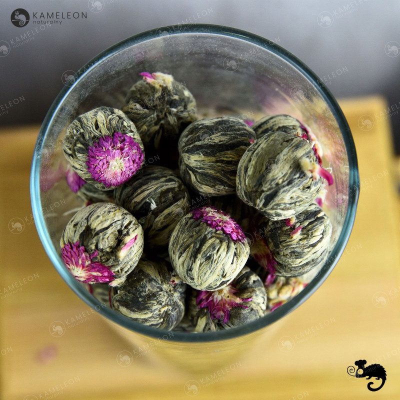 HERBATA KWITNĄCA BIAŁA I ZIELONA FLOWER LICHI BALL - KARMEL KARMELOWA 1szt