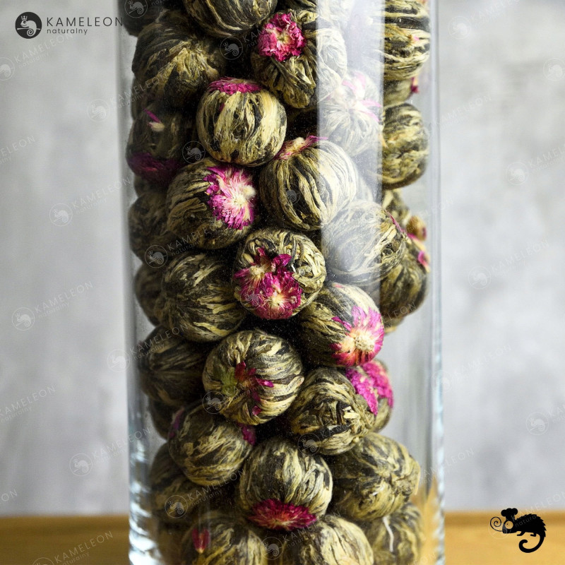 HERBATA KWITNĄCA BIAŁA I ZIELONA FLOWER LICHI BALL - KARMEL KARMELOWA 1szt