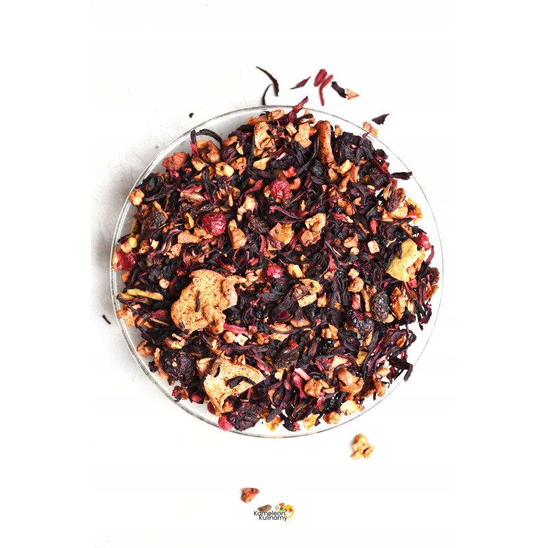 HERBATA OWOCOWA aromatyzowana OWOCE W RUMIE rodzynki hibiskus 50g PYSZNA!