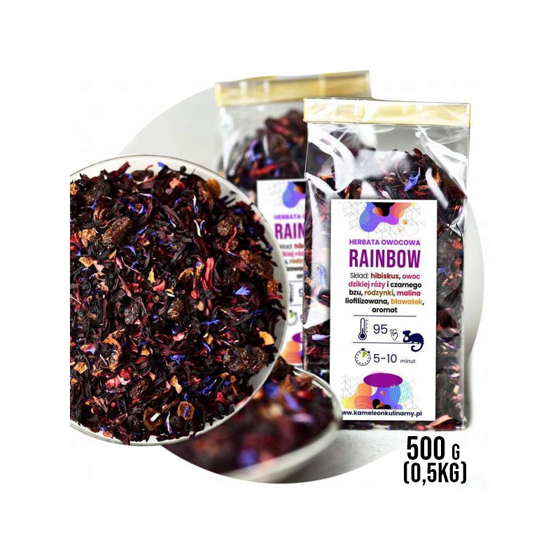 HERBATA owocowa RAINBOW hibiskus dzika róża 0,5kg