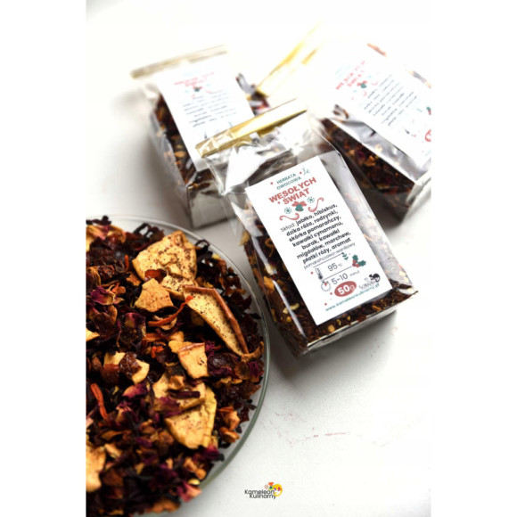 HERBATA OWOCOWA WESOŁYCH ŚWIĄT hibiskus jabłko 50g HERBATA OWOCOWA WESOŁYCH ŚWIĄT hibiskus jabłko 50g