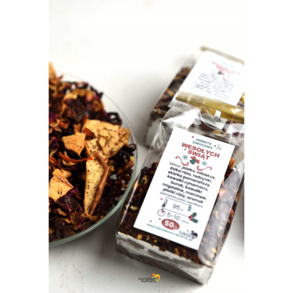 HERBATA OWOCOWA WESOŁYCH ŚWIĄT hibiskus jabłko 50g HERBATA OWOCOWA WESOŁYCH ŚWIĄT hibiskus jabłko 50g