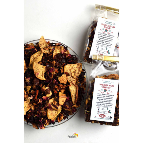 HERBATA OWOCOWA WESOŁYCH ŚWIĄT hibiskus jabłko 50g HERBATA OWOCOWA WESOŁYCH ŚWIĄT hibiskus jabłko 50g