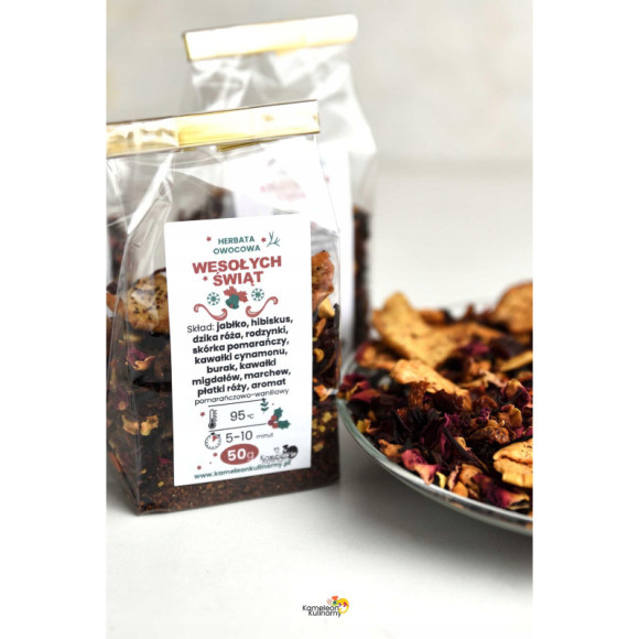 HERBATA OWOCOWA WESOŁYCH ŚWIĄT hibiskus jabłko 50g HERBATA OWOCOWA WESOŁYCH ŚWIĄT hibiskus jabłko 50g