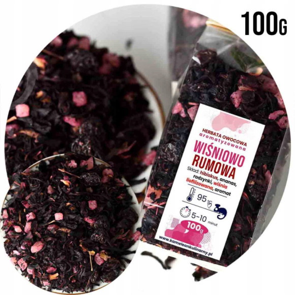HERBATA owocowa WIŚNIOWO-RUMOWA wiśnie rum 100g HERBATA owocowa WIŚNIOWO-RUMOWA wiśnie rum 100g