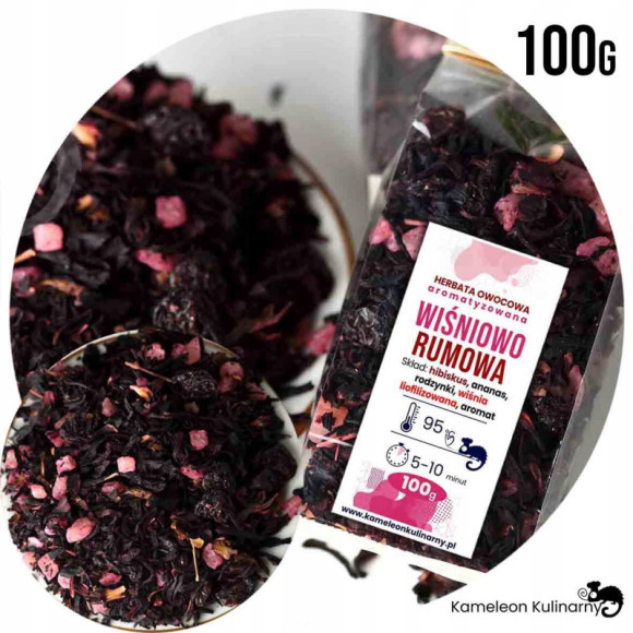 HERBATA owocowa WIŚNIOWO-RUMOWA wiśnie rum 100g HERBATA owocowa WIŚNIOWO-RUMOWA wiśnie rum 100g