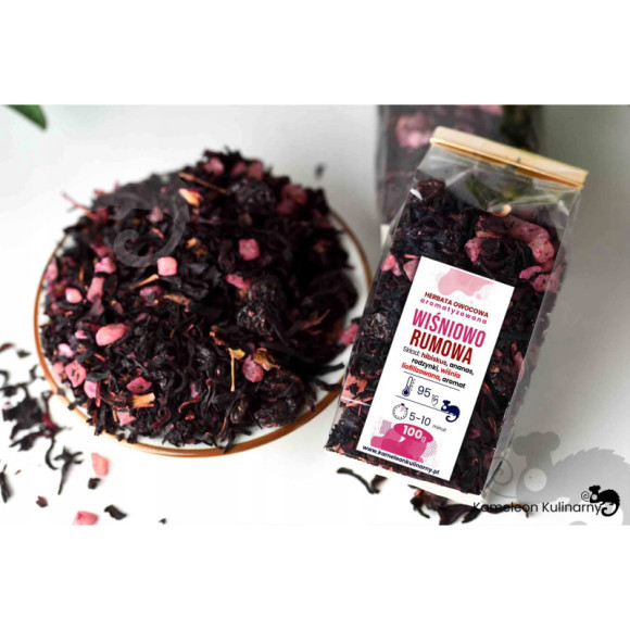 HERBATA owocowa WIŚNIOWO-RUMOWA wiśnie rum 100g HERBATA owocowa WIŚNIOWO-RUMOWA wiśnie rum 100g