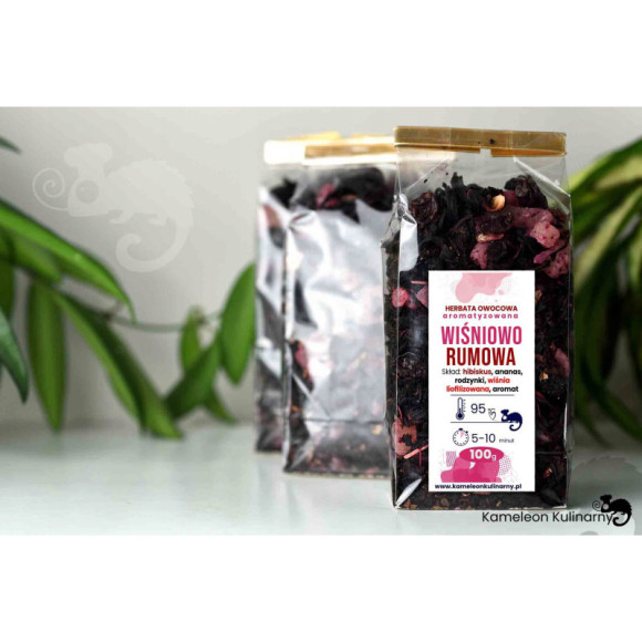 HERBATA owocowa WIŚNIOWO-RUMOWA wiśnie rum 100g HERBATA owocowa WIŚNIOWO-RUMOWA wiśnie rum 100g