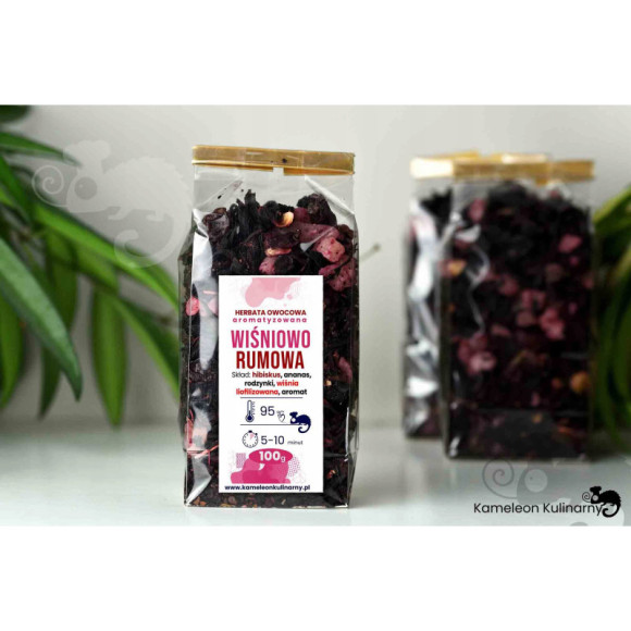 HERBATA owocowa WIŚNIOWO-RUMOWA wiśnie rum 100g HERBATA owocowa WIŚNIOWO-RUMOWA wiśnie rum 100g