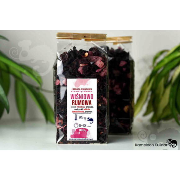 HERBATA owocowa WIŚNIOWO-RUMOWA wiśnie rum 100g HERBATA owocowa WIŚNIOWO-RUMOWA wiśnie rum 100g