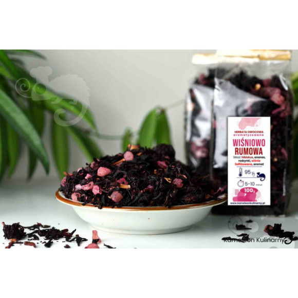 HERBATA owocowa WIŚNIOWO-RUMOWA wiśnie rum 100g HERBATA owocowa WIŚNIOWO-RUMOWA wiśnie rum 100g