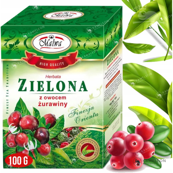 HERBATA PREMIUM ZIELONA Z ŻURAWINĄ żurawina 100g HERBATA PREMIUM ZIELONA Z ŻURAWINĄ żurawina 100g