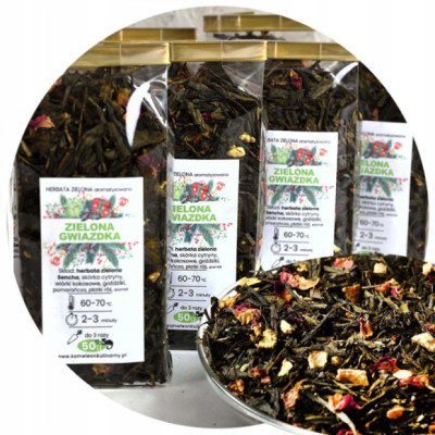 HERBATA Sencha aromatyowana ZIELONA GWIAZDKA 50g zimowa pyszna OD KAMELEON